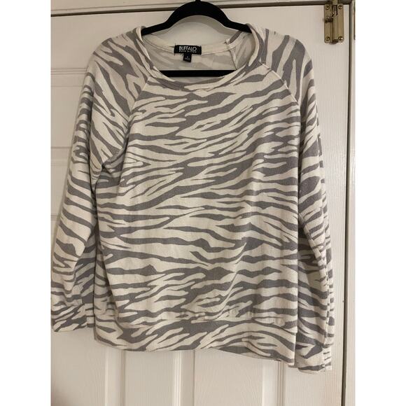 Buffalo David Bitton Sweaters - Buffalo David Bitton white and gray animal print Y2K sweater size small